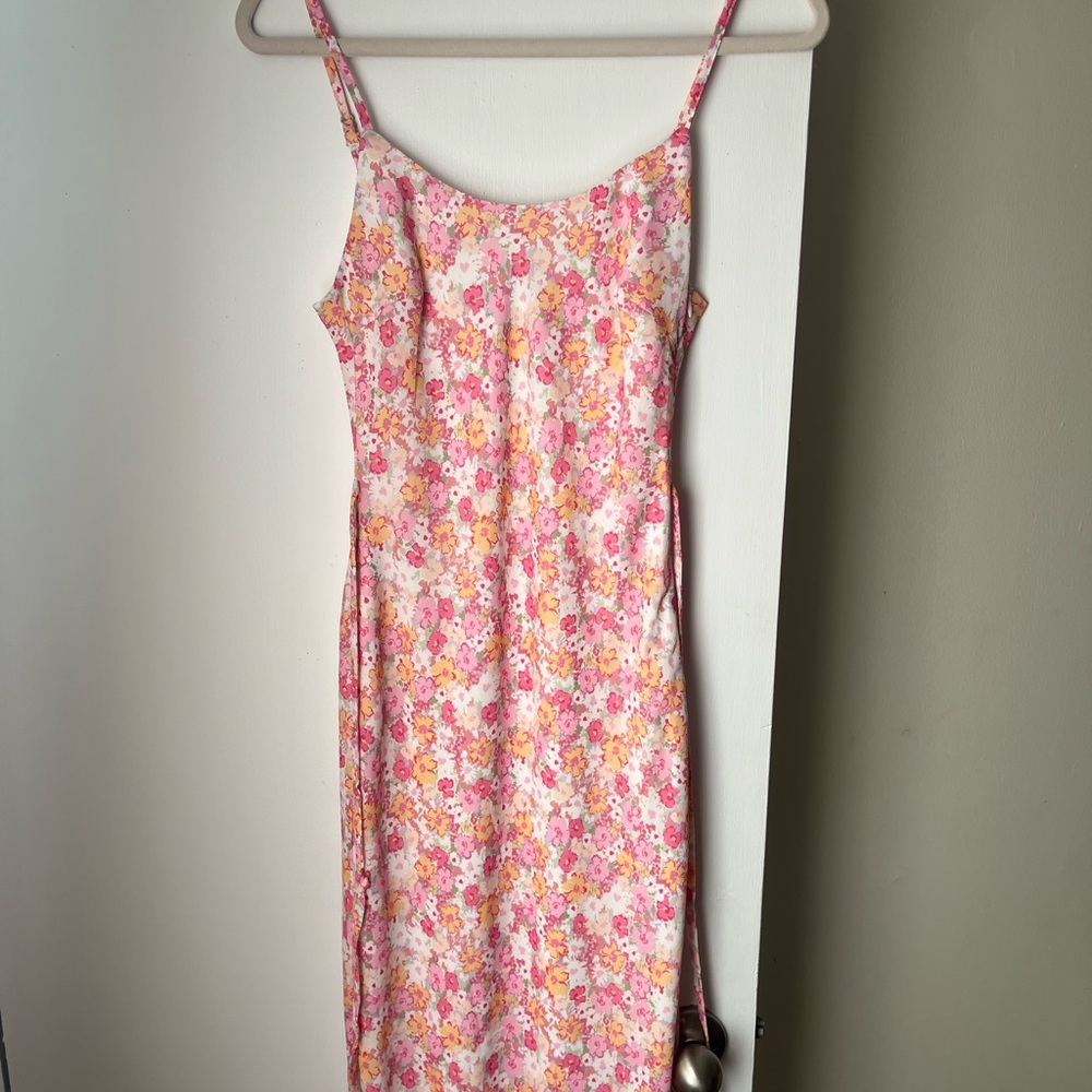 Beginning Boutique Pink Floral Midi Dress